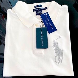 Women’s White Polo with Silver Embroidered Logo